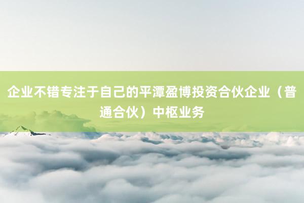 企业不错专注于自己的平潭盈博投资合伙企业（普通合伙）中枢业务